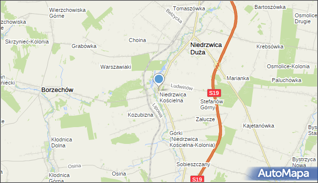 mapa Niedrzwica Kościelna, Niedrzwica Kościelna na mapie Targeo